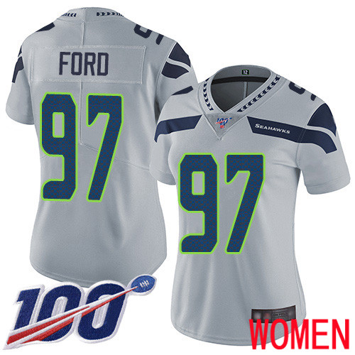 Seattle Seahawks Limited Grey Women Poona Ford Alternate Jersey NFL Football #97 100th Season Vapor Untouchable->women nfl jersey->Women Jersey